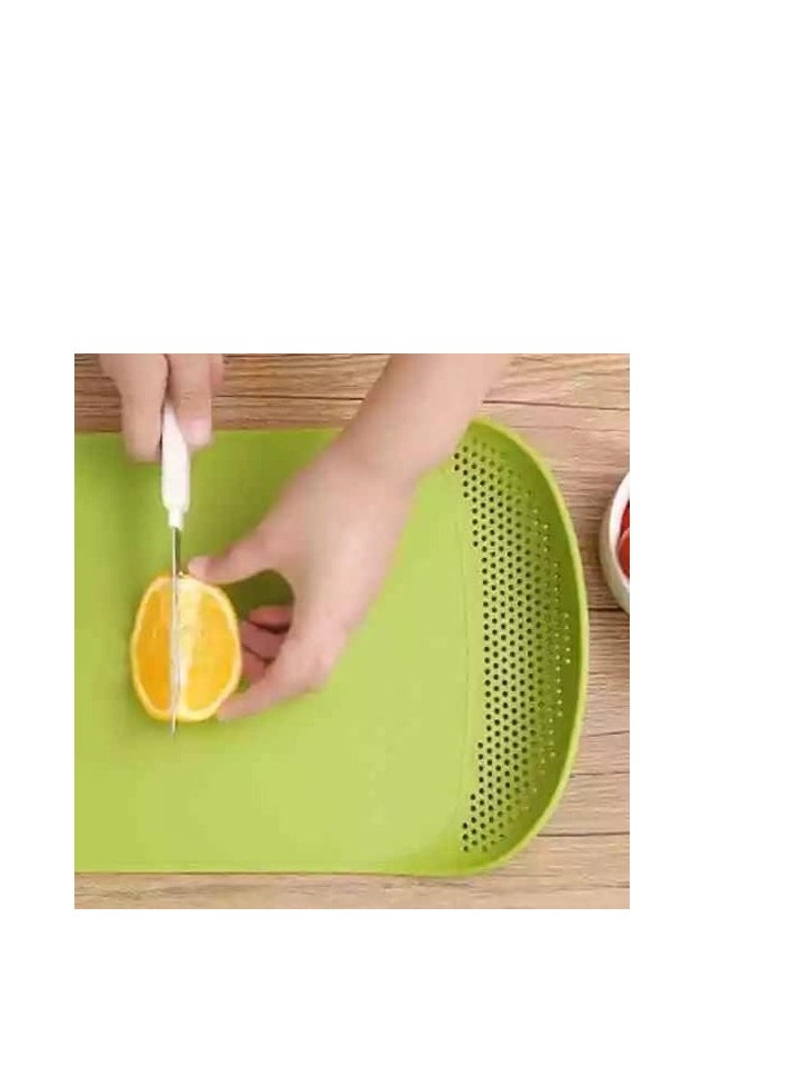 Generic Multifunctional Plastic Plate with Strainer 2 in 1 Eco-Friendly Plastic Plate with Holes for Filtering and Draining Fruits (Green)  - Image 5