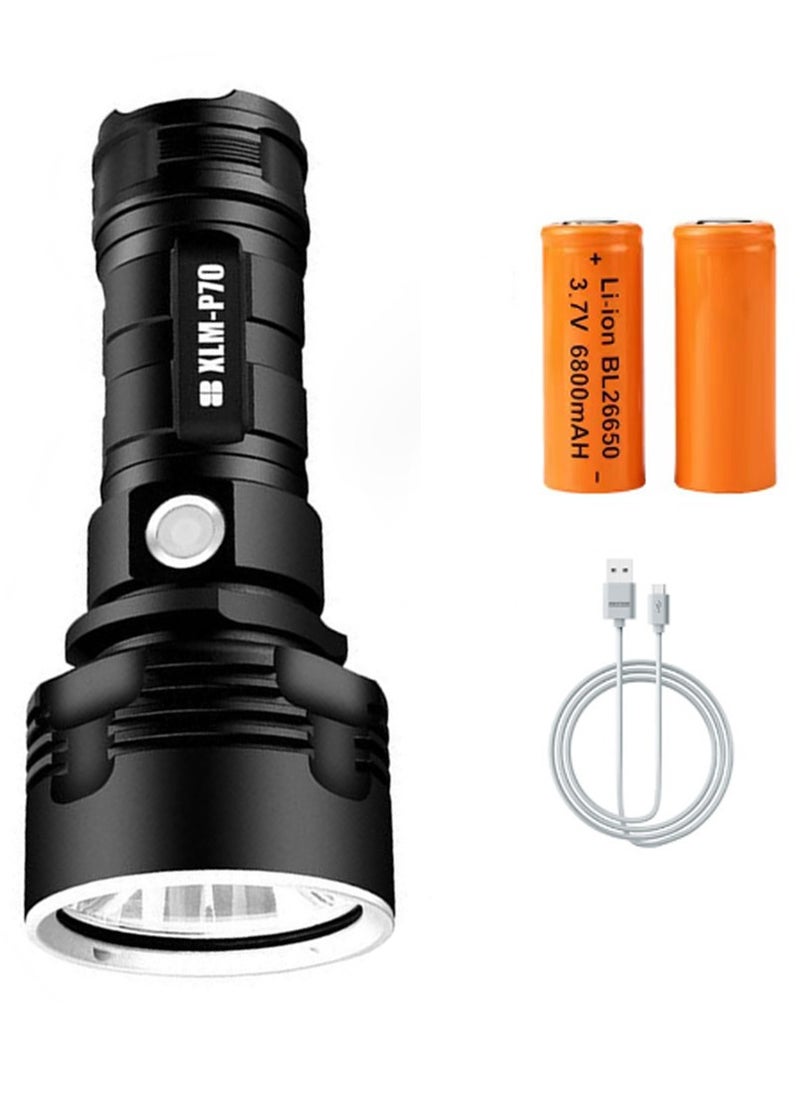 Arabest - 3000 -10000 Lumen High Power LED Waterproof Flashlight Lamp Ultra Bright 3 Mode Most Powerful 50W XLM-P70 LED USB Rechargeable Flashlight Torch 2 Lithium Battery - Image 1