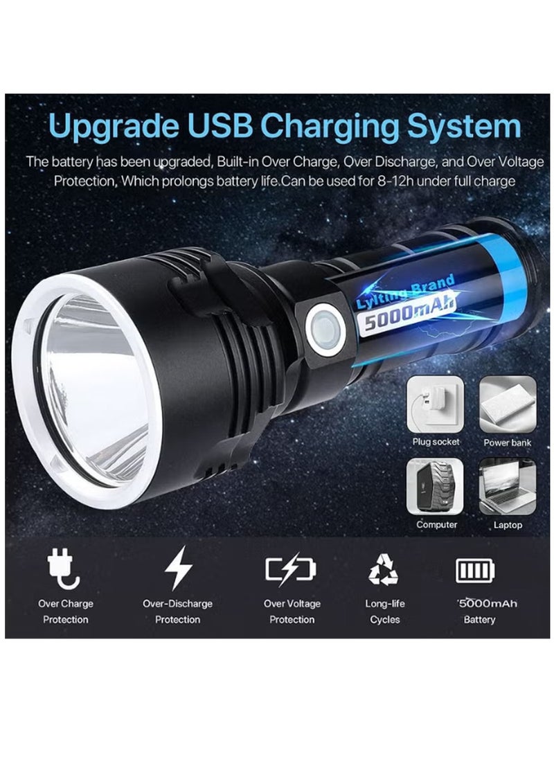 Arabest - 3000 -10000 Lumen High Power LED Waterproof Flashlight Lamp Ultra Bright 3 Mode Most Powerful 50W XLM-P70 LED USB Rechargeable Flashlight Torch 2 Lithium Battery - Image 1