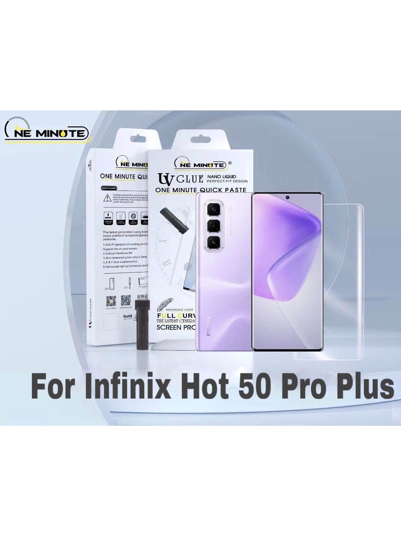 For Infinix Hot 50 Pro Plus One minute UV Light Adhesive Tempered Glass Screen Protector - Image 1