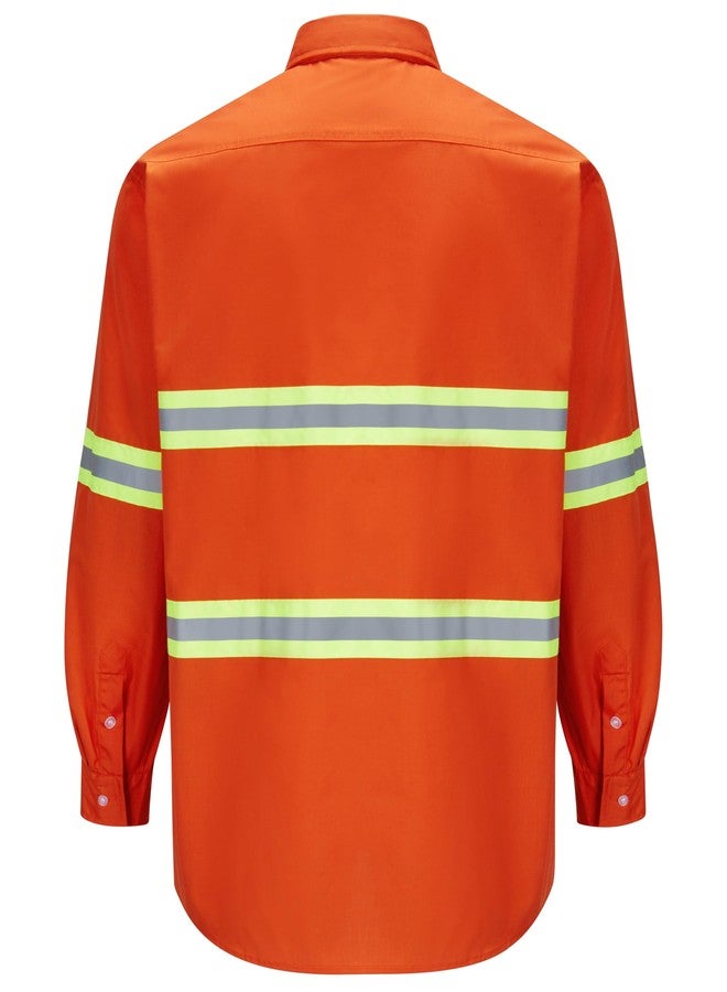 Ousafeve Class 3 Hi Vis Button Up Safety Work Shirts for Men Reflective, Orange_long, M - Image 4