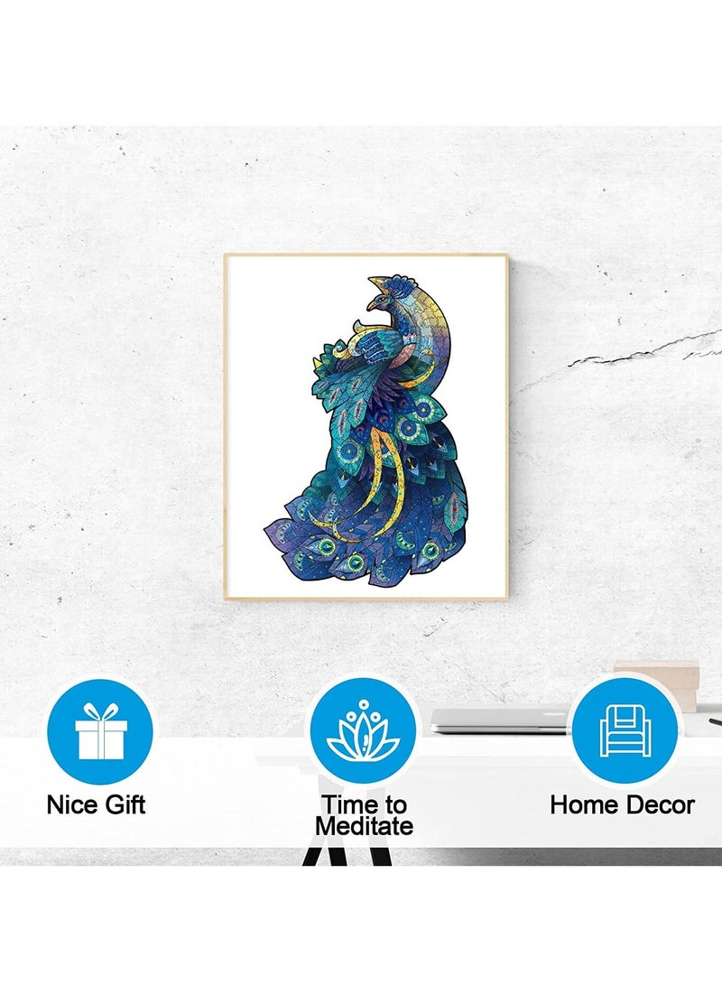 Bluejw ألغاز خشبية ثلاثية الأبعاد على شكل حيوانات خشبية - أفضل هدية للبالغين والأطفال - قطع ألغاز ملونة فريدة على شكل طاووس - Image 5