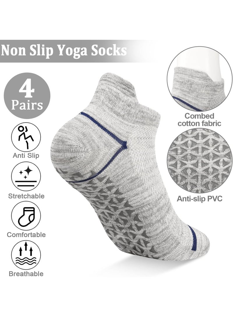 SOLARAE Non-Slip Yoga Socks, 4 Pairs of Trampoline Socks with Grips for Women, Perfect for Barefoot Workouts, Pilates, Hospital Use, Home, and Ballet - Image 2