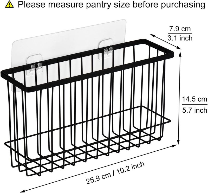 TopLife Wall Door Adhesive Kitchen Wrap Organizer Rack, No Drilling, Black - Image 2