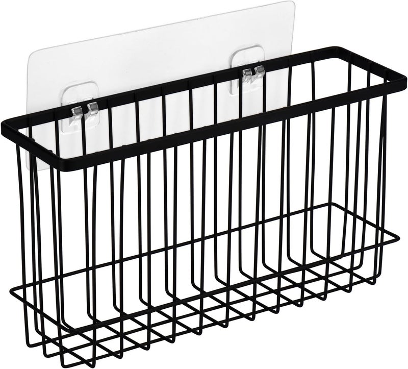 TopLife Wall Door Adhesive Kitchen Wrap Organizer Rack, No Drilling, Black - Image 1