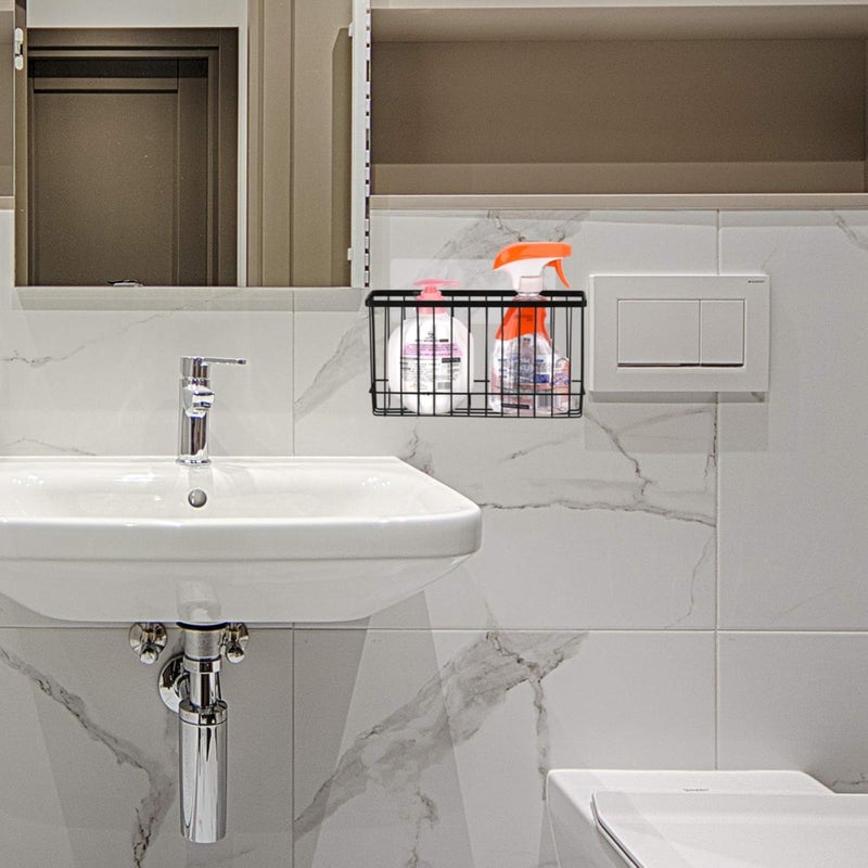 TopLife Wall Door Adhesive Kitchen Wrap Organizer Rack, No Drilling, Black - Image 4