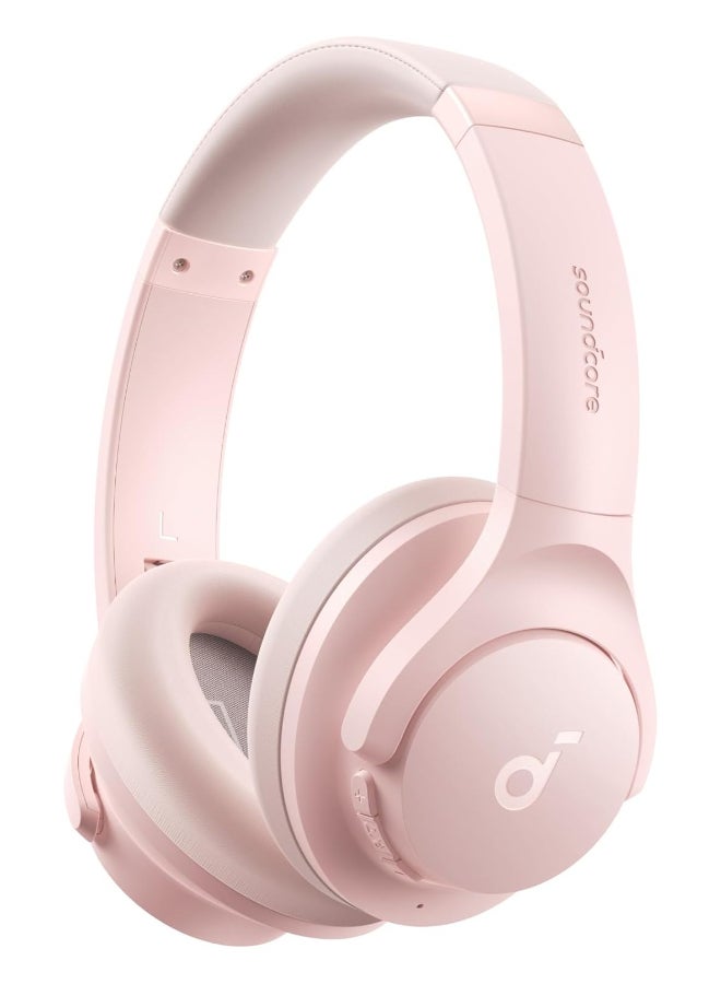 By Anker Q20i Hybrid Active Noise Cancelling Headphones, Wireless Over-Ear Bluetooth, 40H Long ANC Playtime, Hi-Res Audio, Big Bass, Customize Via An App, Transparency Mode, Ideal For Travel Pink Pink