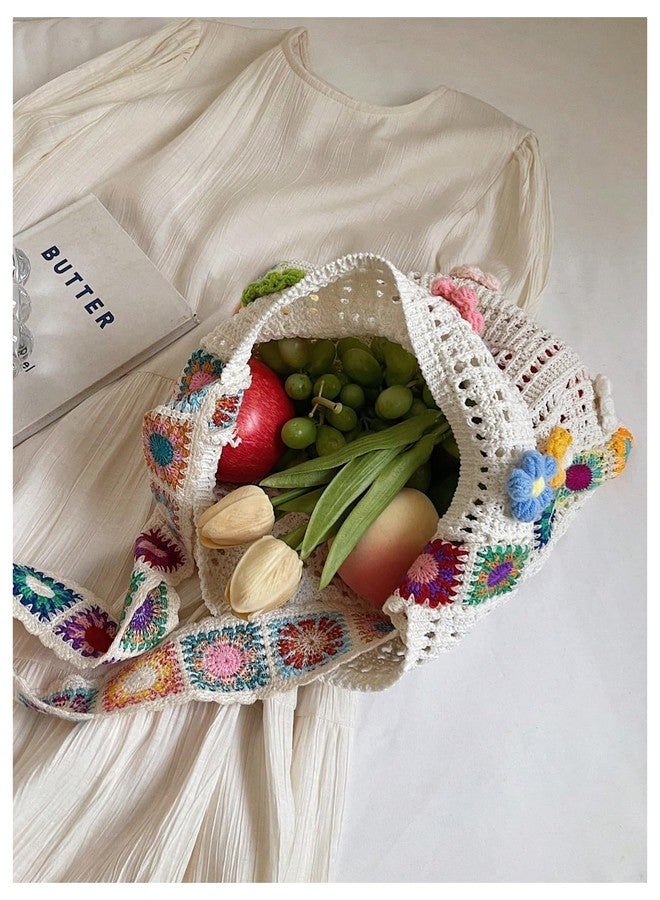 SHENHE Women's Crochet Tote Bag Hollow Out Slouchy Crossbody Beach Shoulder Bag for Travel Daily Beige One Size - Image 4