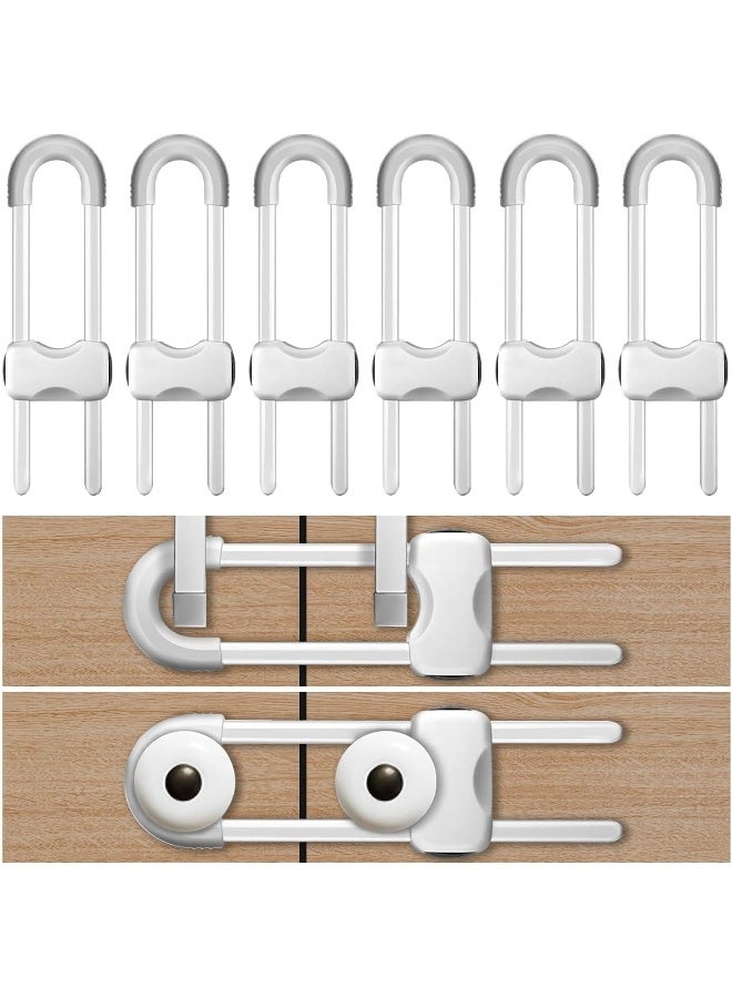 AUAITTECH Sliding Cabinet Locks, U-Shaped Child Safety Locks, Multifunctional Cabinet Handle Lock for Drawers (6pcs) - Image 1