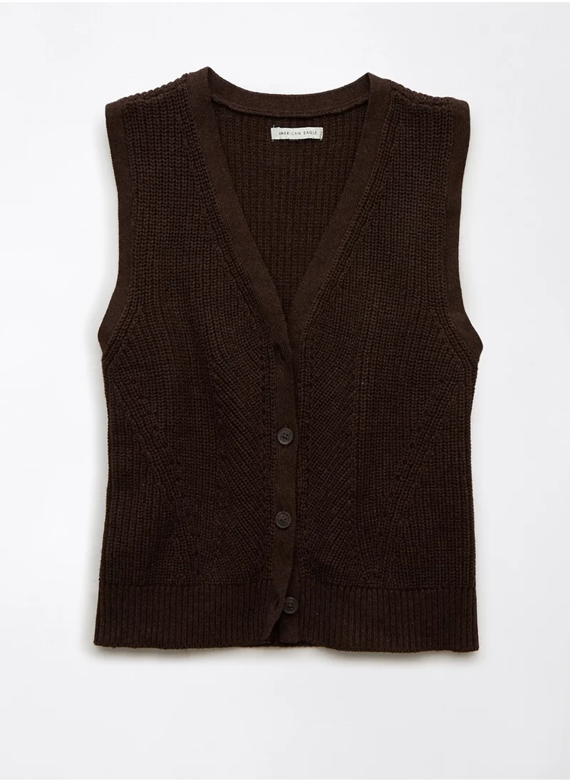 American Eagle Casual Button-Up Vest Sweater