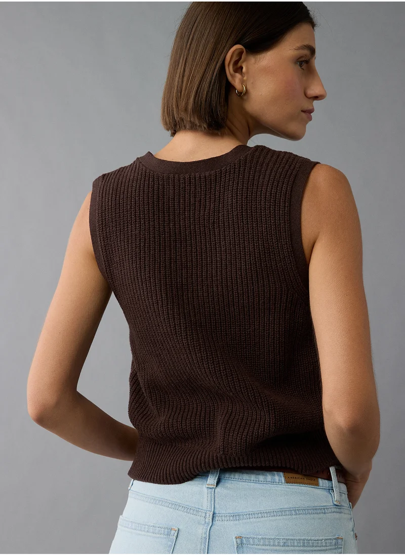American Eagle Casual Button-Up Vest Sweater