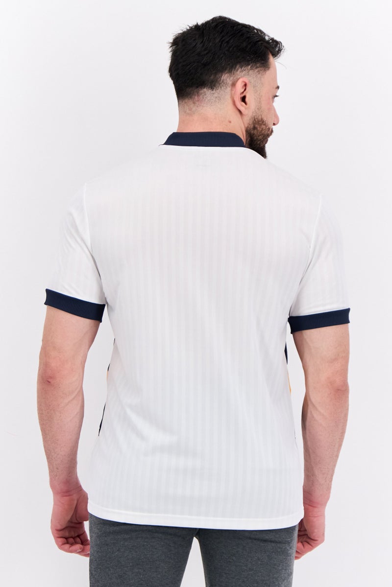 Men Sportswear Fit Short Sleeves Camiseta Real Madrid Football Jersey, White Combo