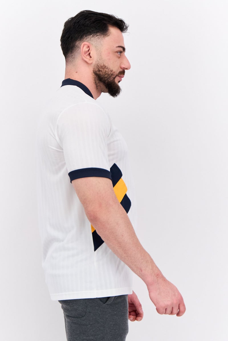 Men Sportswear Fit Short Sleeves Camiseta Real Madrid Football Jersey, White Combo