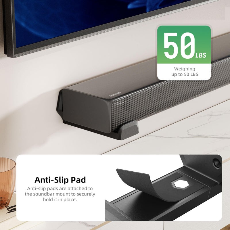 ELETIUO Soundbar Wall Mount Bracket,Depth Adjustable 3.8-6.5 inch,Universal Sound Bar Mount Under TV for Samsung, Sony, LG, Vizio, Bose, JBL, Sonos, Holds up to 50 lbs,Black - Image 5