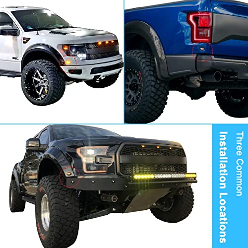 Boigoo Fender Flares Light compatible with Ford Raptor F150 LTD F250 F350, Trucks/Pickup Side Marker Lights - Amber/Red Lights LED Super Bright (Amber LED Amber Lens) - Image 5