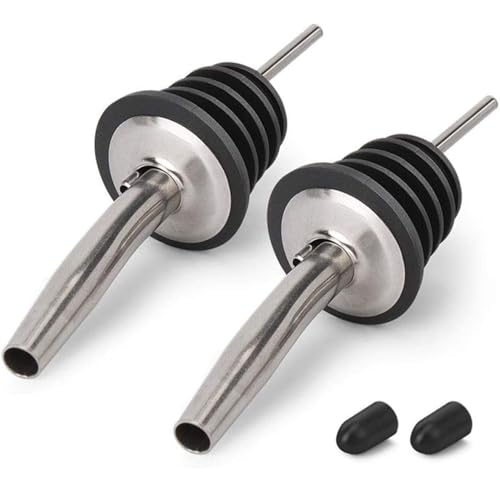BALTRE 2PCS Stainless Steel Pourers, Speed Liquor Bottle Pourer, Olive Oil and Vinegar Tapered Stopper Spout, Suitable for About 3/4" Bottle Mouth, Olive Oil Spout with Sealed Dust Caps - Image 1