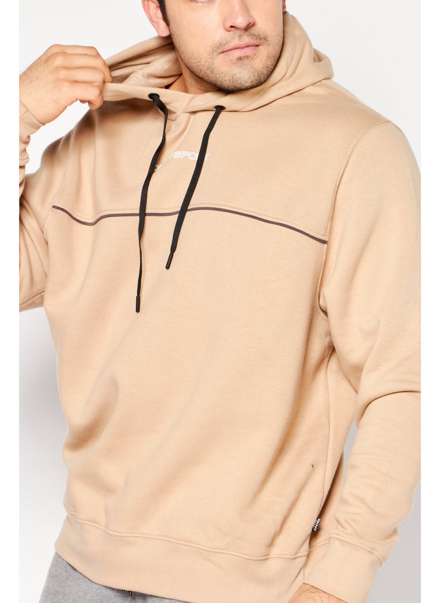 DKNY Sport Men Sportswear Fit Long Sleeve Brand Logo Outdoor Sweatshirt, Tan  - Image 3