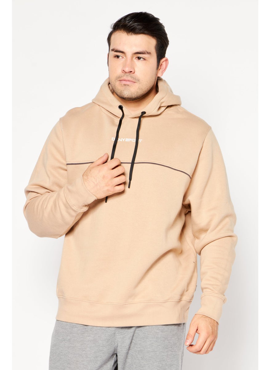 DKNY Sport Men Sportswear Fit Long Sleeve Brand Logo Outdoor Sweatshirt, Tan  - Image 1