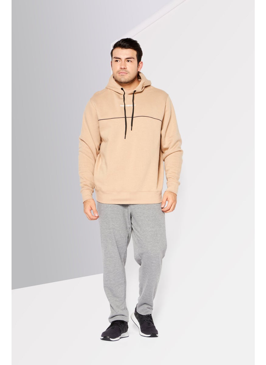 DKNY Sport Men Sportswear Fit Long Sleeve Brand Logo Outdoor Sweatshirt, Tan  - Image 2