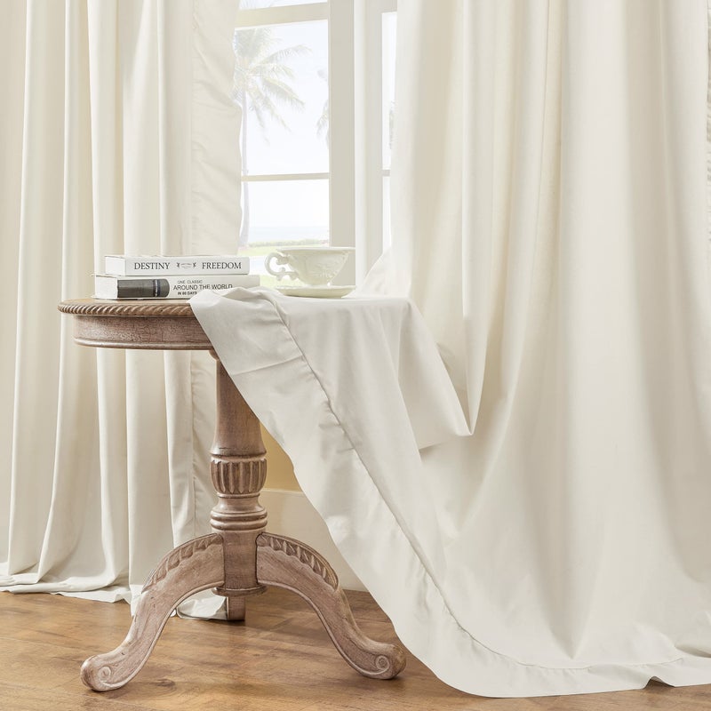 FOLKSIDE Cream Ivory Ruffle Curtains 84 Inch Length 2 Panels Set for Living Room Bedroom Shabby Chic Drapes Rod Pocket Light Reducing Window Curtains for Kids Girls Nursery Room Backdrop Decor 52x84 - Image 2