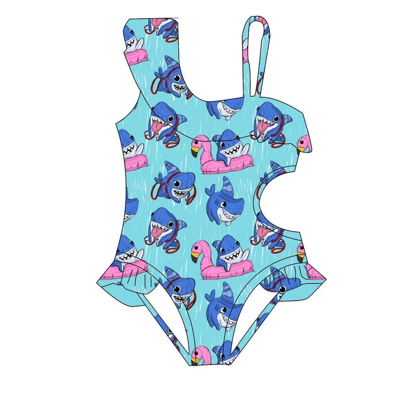 Bluejw XY ized Summer Baby Cartoon Trunks Two Pieces Kids Swimwear Children Swimsuit Beach Wear Swim Suit Set - Image 1