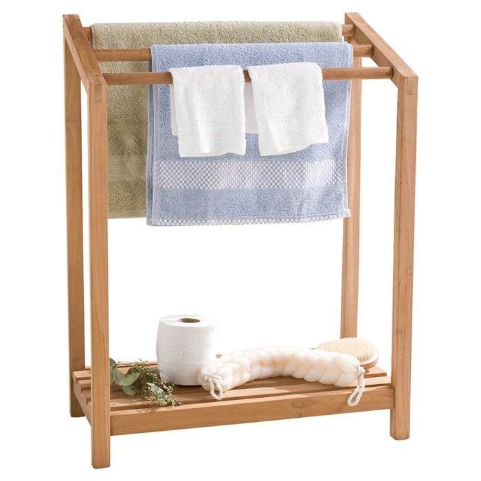 Rosewood Freestanding Wooden Towel Rack for Bathroom Vintage Wood Tier Towel Bar Stand with Bottom Shelf for Towels Washcloths Toiletries Convenient Rack for Drying or Hanging Clothes A88 