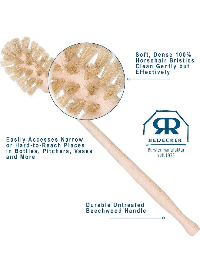REDECKER Bottle Brush Cleaner - Horsehair and Beechwood Handle for Vases, Pitchers, Mugs, and Baby Bottles, 13-3/4 Inch - Horsehair Bottle Brush - Wooden Bottle Brush - Wood Bottle Scrubber - Image 5