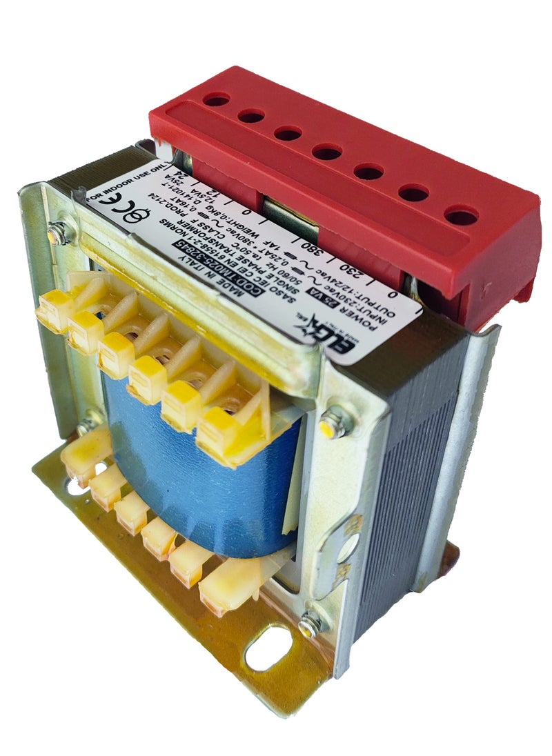Elca - محول داخلي للأغراض العامة ELCA Power 25VA مدخلات 380Vac و 230Vac مخرج 24Vac و 12Vac يستخدم للوحات الكهربائية الصناعية - Image 1