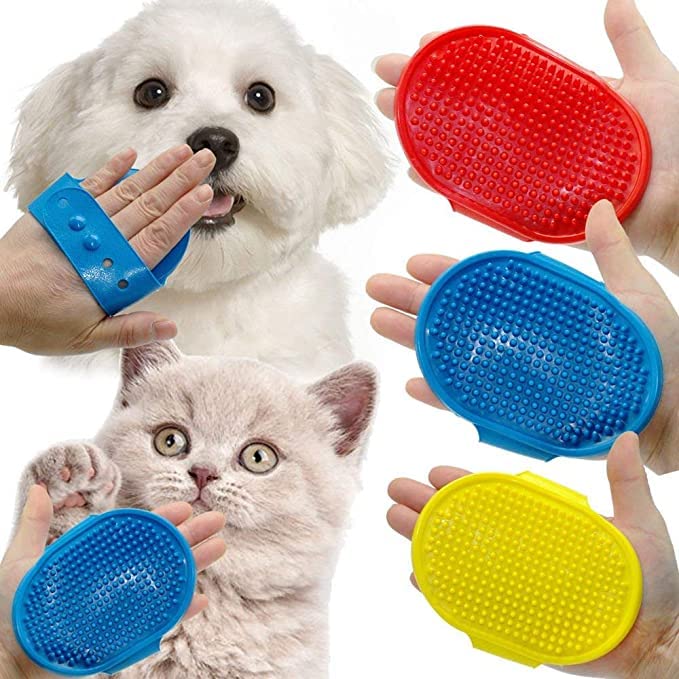 BOXO Pet Massage Rubber Bristles Hand Brush Bath Comb for Dogs, Cats, Rabbit- 1 Pcs - Image 1