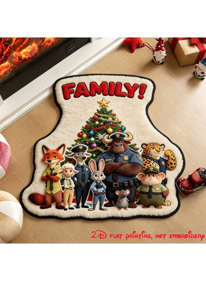 Disney 2D Crazy Zootopia Family Floor mat, durable material, soft and comfortable, irregular shape decorative carpet, suitable for kitchen, bathroom, living room, bedroom, entrance home use mat | Fun home decoration - Image 1