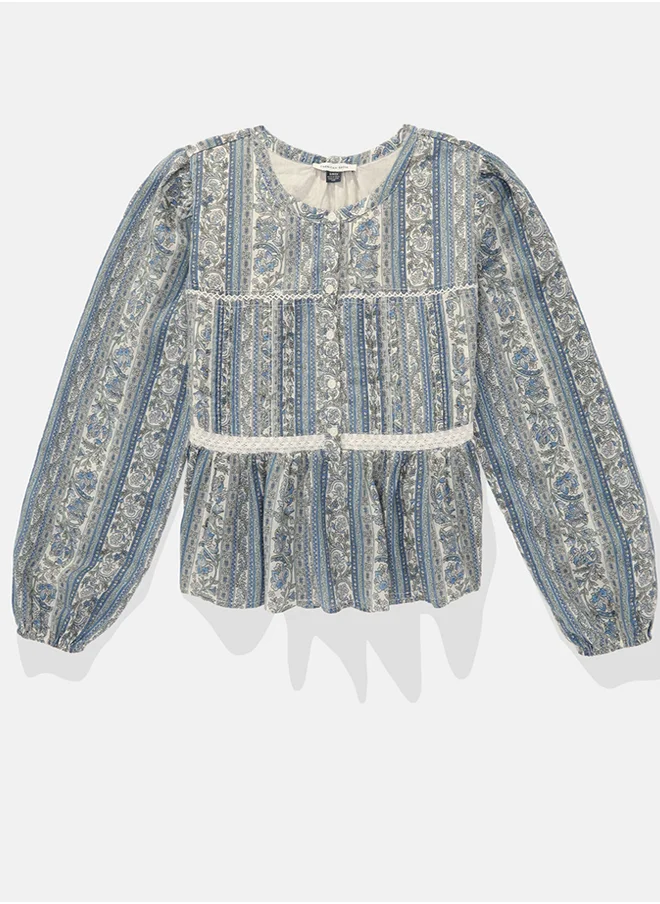 امريكان ايجل AE FLOWY LONG-SLEEVE PRINTED TOP
