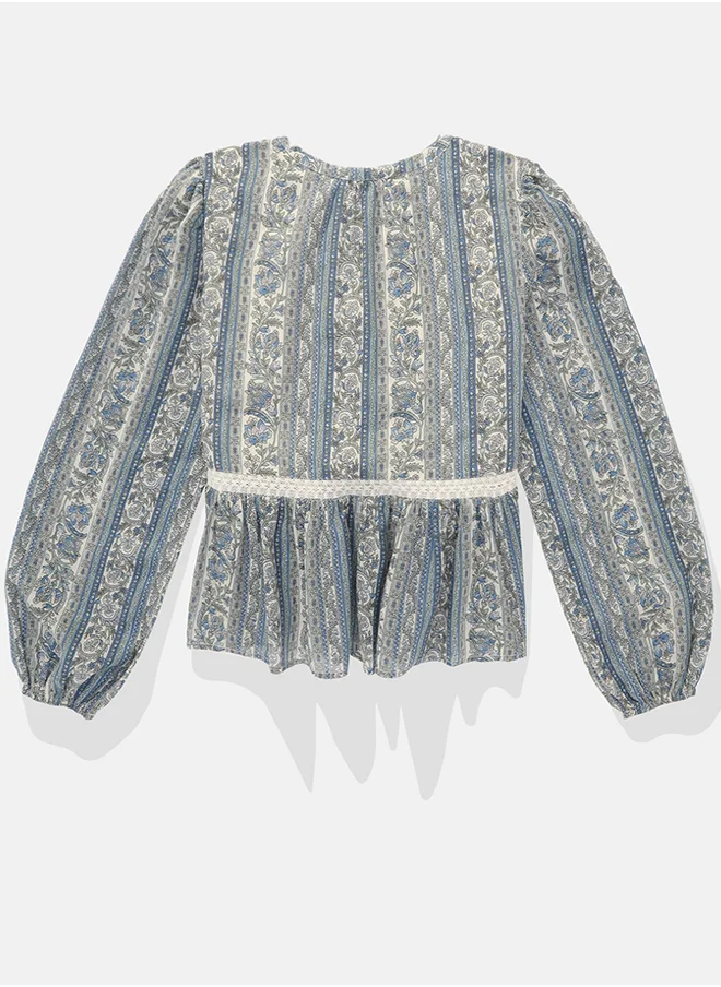 امريكان ايجل AE FLOWY LONG-SLEEVE PRINTED TOP