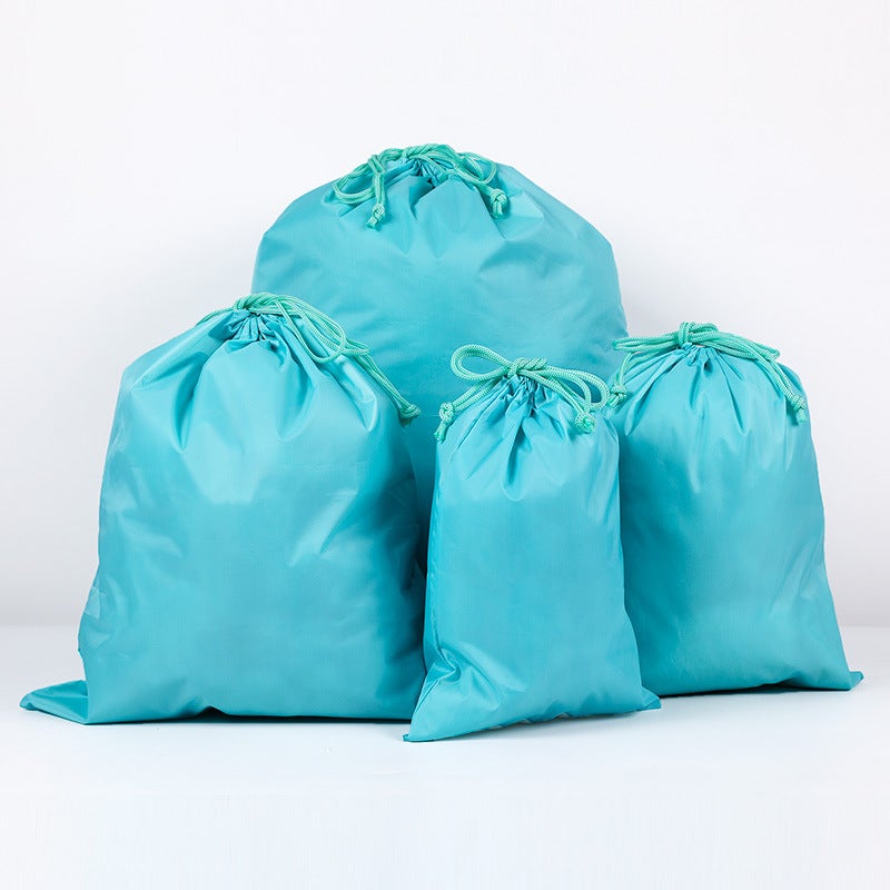 Portable Nylon Waterproof Travel Storage Bag Drawstring Pouch Socks Clothing Organizer Travel Packing Bag Sky Blue 