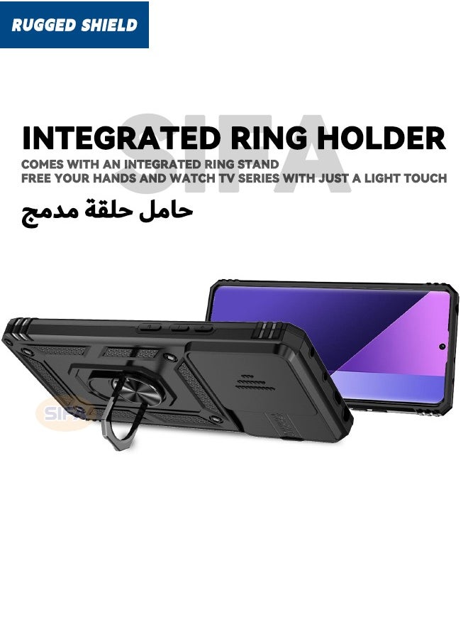 RUGGED SHIELD Redmi Note 13 Pro 5G / Xiaomi POCO X6 5G Case(Not 4G), Slide Camera Cover, Built-in 360° Rotate Ring Kickstand, Drop Proof Shockproof Test, Heavy Duty Shockproof Protective Case, Black  - Image 4
