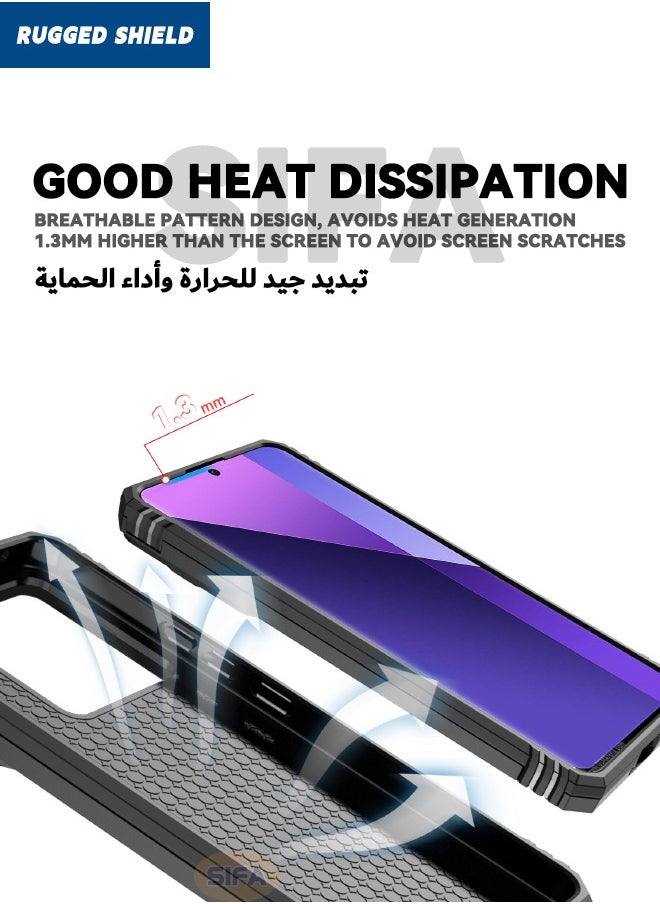 RUGGED SHIELD Redmi Note 13 Pro 5G / Xiaomi POCO X6 5G Case(Not 4G), Slide Camera Cover, Built-in 360° Rotate Ring Kickstand, Drop Proof Shockproof Test, Heavy Duty Shockproof Protective Case, Black  - Image 5