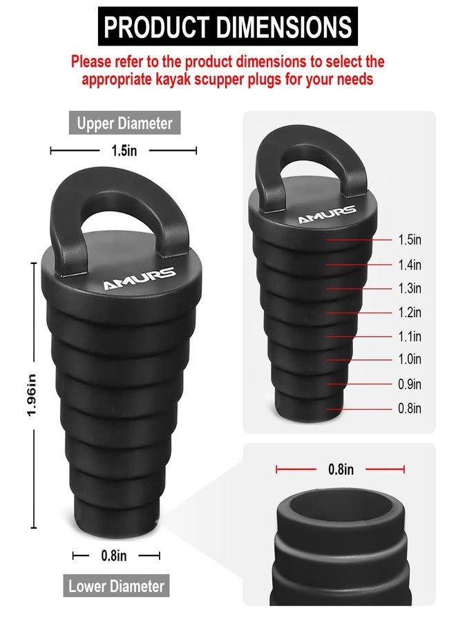 AMURS 8Pcs Upgrade Kayak Scupper Plug Drain Holes Stopper with Silicone Handle - Image 2