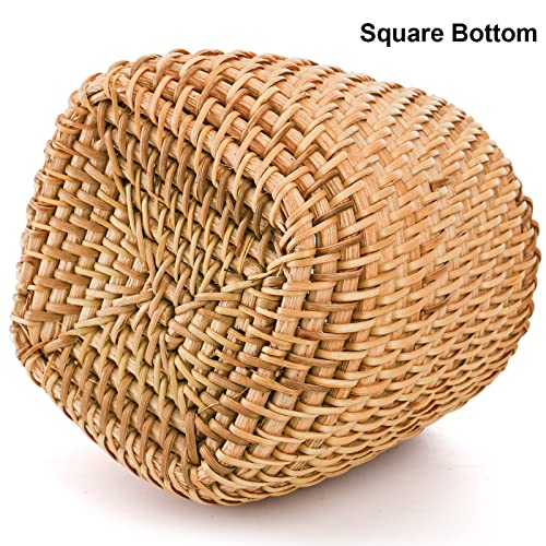 Hacaroa Set of 2 Rattan Pencil Holder for Desk, Handmade Wicker Pen Cup Cute Boho Desk Organizer, Woven Makeup Brush Holder Utensil Container for Home, Office Table Decor - Image 3