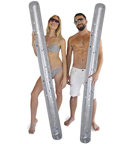 POZA 2 Pack Inflatable Jumbo Pool Noodles Floats Premium Luxurious 74 Inch Giant Water Floating Noodles Filled with Sparkle Confetti Pool Float for Swimming Pool Beach Lake - Image 1