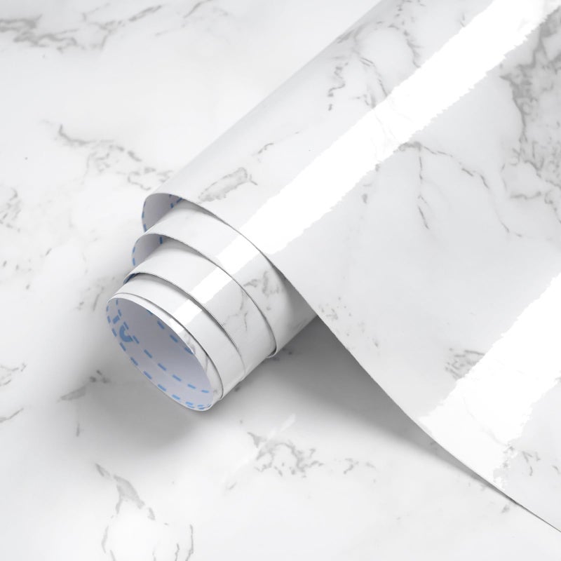 Dimoon 157x787 Marble Peel and Stick Wallpaper White Granite Contact Paper for Countertops Waterproof Kitchen New Environmentally Friendly Materials Thickening Upgrade Renter Friendly Vinyl Wrap