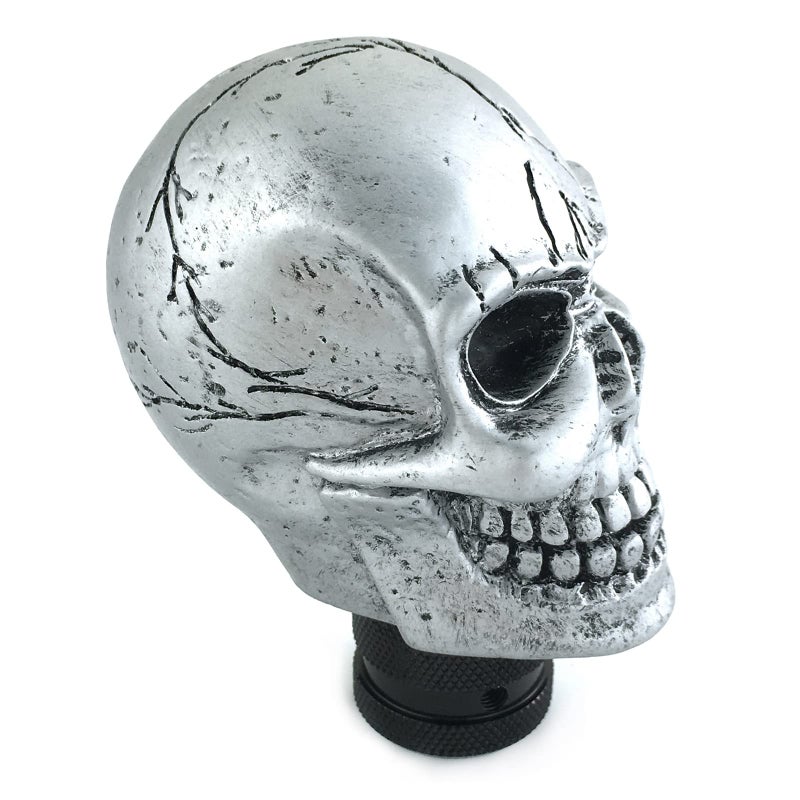 Arenbel Car Gear Lever Grip Knobs Skull Head Racing Shift Stick Manual Shifter Handle Fit Most Auto Manual Vehicles, Silver - Image 5