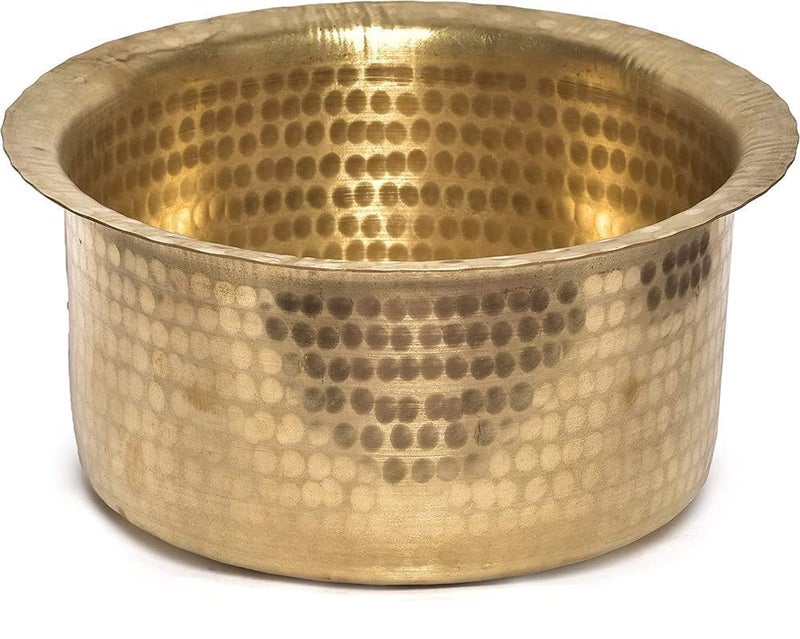 MUKE Brass Hammered patila Brass tope Brass cookware patila Round tapeli bhagona for Home Kitchen 3 Liter - Image 1