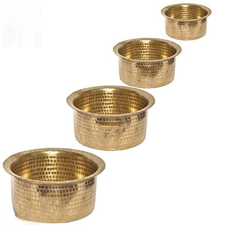 MUKE Brass Hammered patila Brass tope Brass cookware patila Round tapeli bhagona for Home Kitchen 3 Liter - Image 4