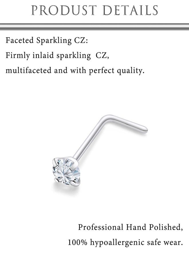 Hoeudjo 20G Opal Nose Rings Surgical Steel Nose Ring Studs Cubic Zirconia Inlaid Nostril Piercing Jewelry for Women Mens 16 Pieces 1.5mm 2mm 2.5mm 3mm - Image 3