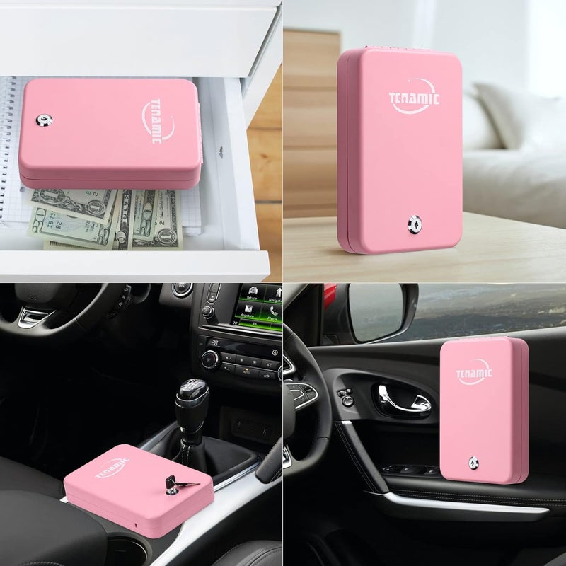 Tenamic Pistol Safe, Portable Travel Gun Safe, Solid Steel Handgun Lock Box for Home, Gun Safes for Car, Pink - Image 5