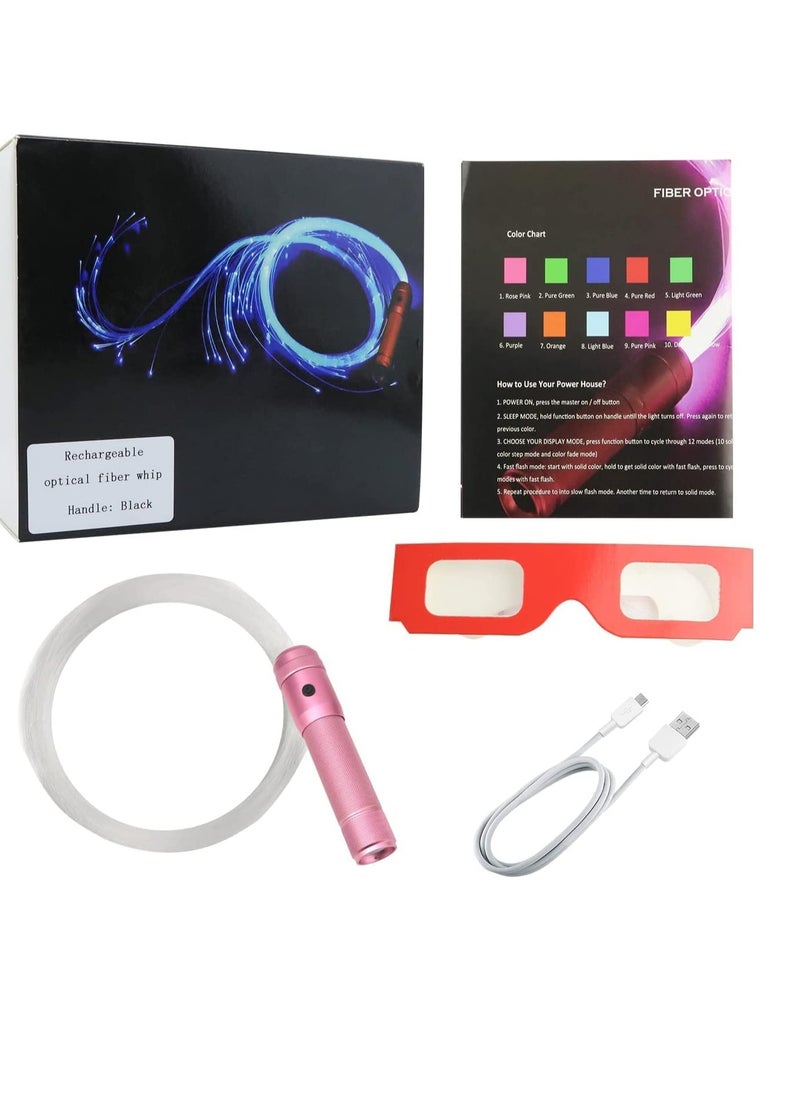 Fiber Optic WhipRechargeable Dance Flow Pixel Whip Super Bright Light Up Rave Toy 40 Color Effects Mode 360° Swivel for Dancing Parties Light Shows EDM Music Festivals