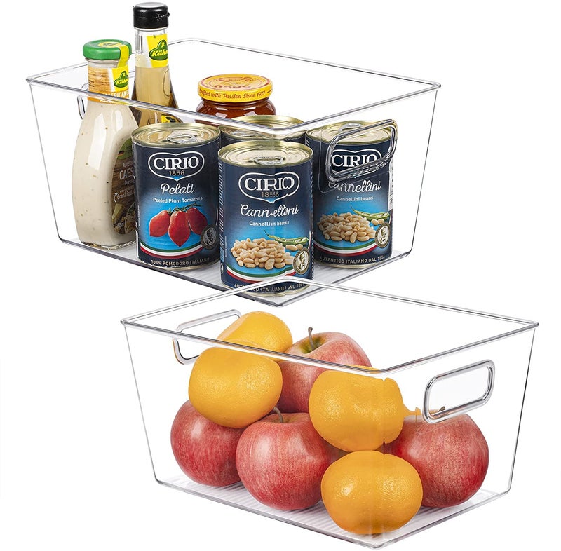 INKULTURE Clear Acrylic Pantry Organizer Bin With Handle For Food Storage, Refrigerator, Fridge, Cabinet, Kitchen, Countertops Etc | Large | Pack of 02, 29.2 X 21.1 X 15.2 cm - Image 5
