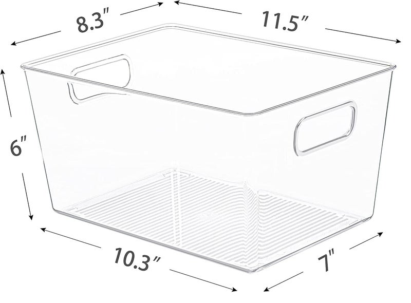 INKULTURE Clear Acrylic Pantry Organizer Bin With Handle For Food Storage, Refrigerator, Fridge, Cabinet, Kitchen, Countertops Etc | Large | Pack of 02, 29.2 X 21.1 X 15.2 cm - Image 2