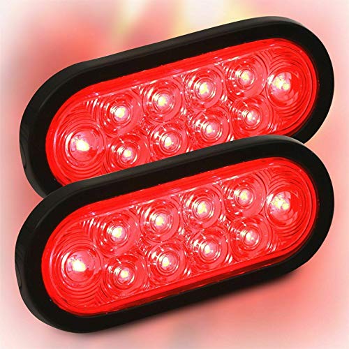 PPI (2) Red Trailer Truck LED Sealed RED 6" Oval Stop/Turn/Tail Light Marine Waterproof Including 3-pin water tight plug DOT SAE with wires and Grommet - Image 3