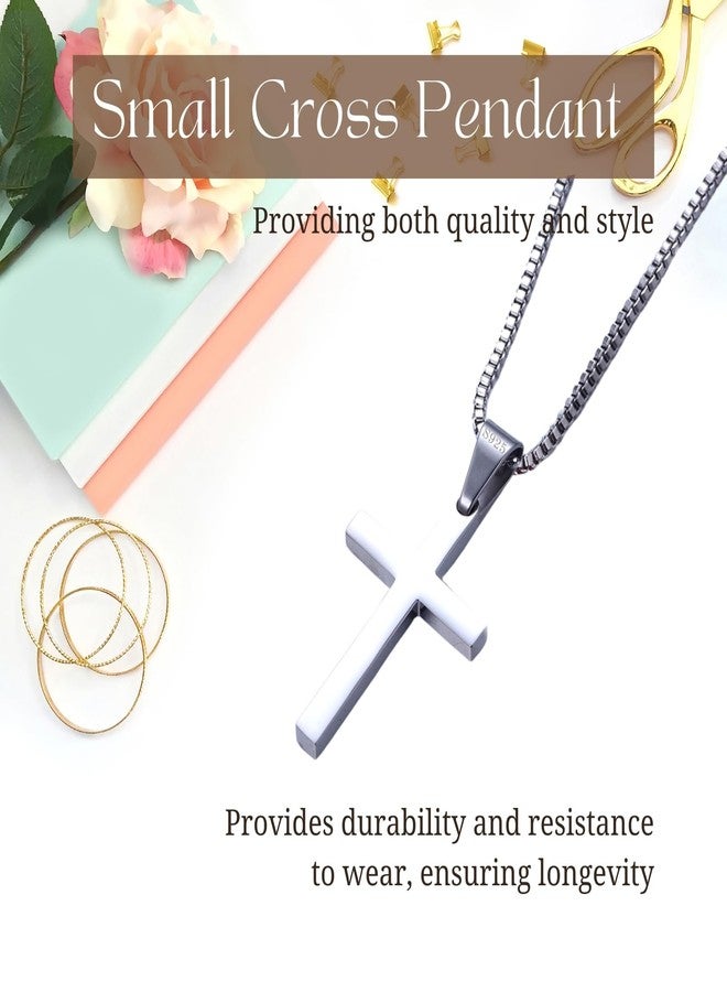 Halukakah 925 Sterling Silver Cross Necklace for Boys Teens -Platinum Plated Small Cross Pendant with Stainless Steel Chain -Complete with Bible Message Card and Giftbox -Meaningful Religious Jewelry - Image 3