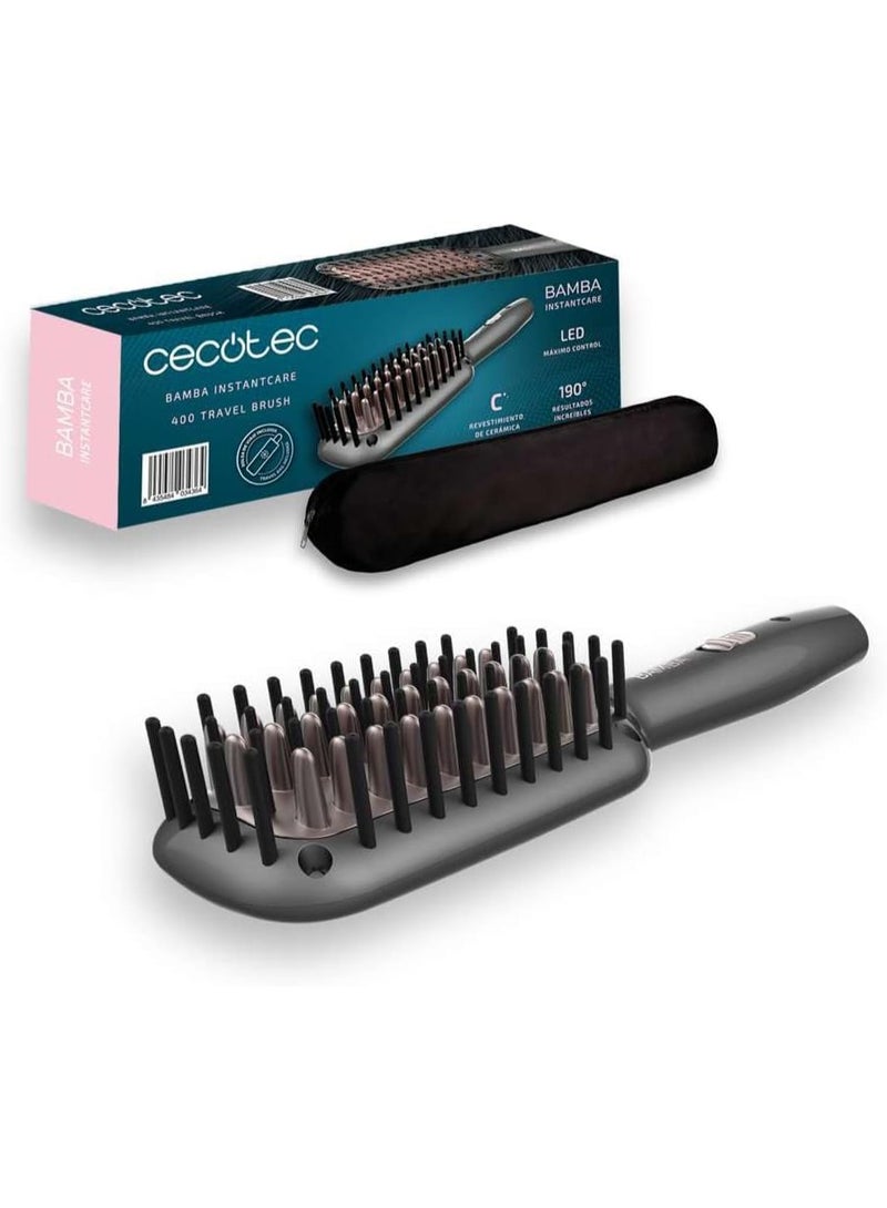 Cecotec Bamba InstantCare 400 Travel Brush, Ceramic Coating, Maximum Temperature 190º, Smooth without Removing Volume, 360º Rotating Cable, LED Indicators - Image 1